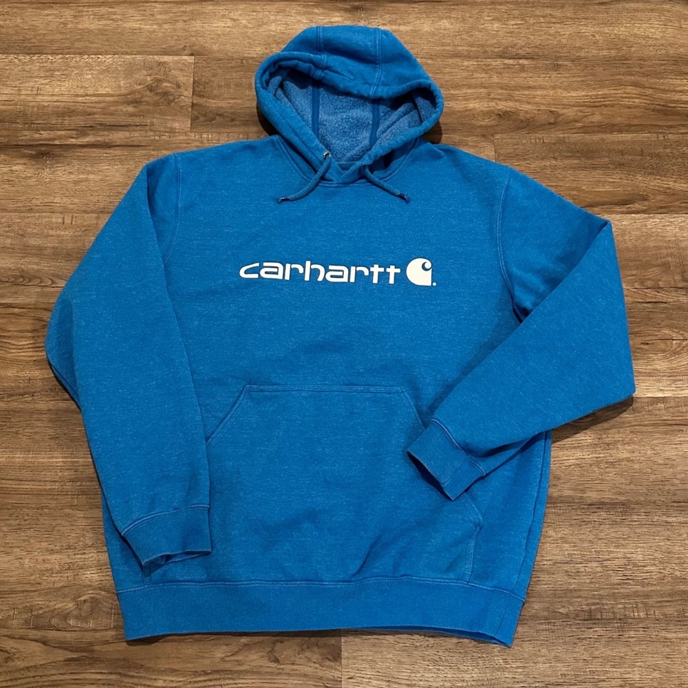 Carhartt Mens Loose Fit Midweight Logo Hoodie Blue Heather TS0074-M Large